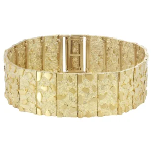 Mens Gold Nugget Bracelet 10K/14K Gold
