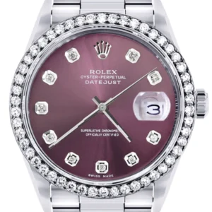 Mens Rolex Datejust Watch 16200 | 36Mm | Purple Dial | Oyster Band