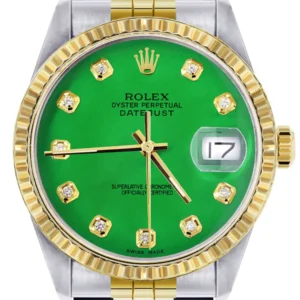 Mens Rolex Datejust Watch 16233 Two Tone | 36Mm | Green Dial | Jubilee Band