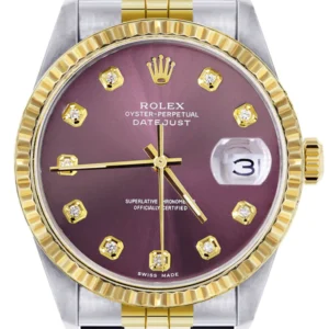 Mens Rolex Datejust Watch 16233 Two Tone | 36Mm | Purple Dial | Jubilee Band