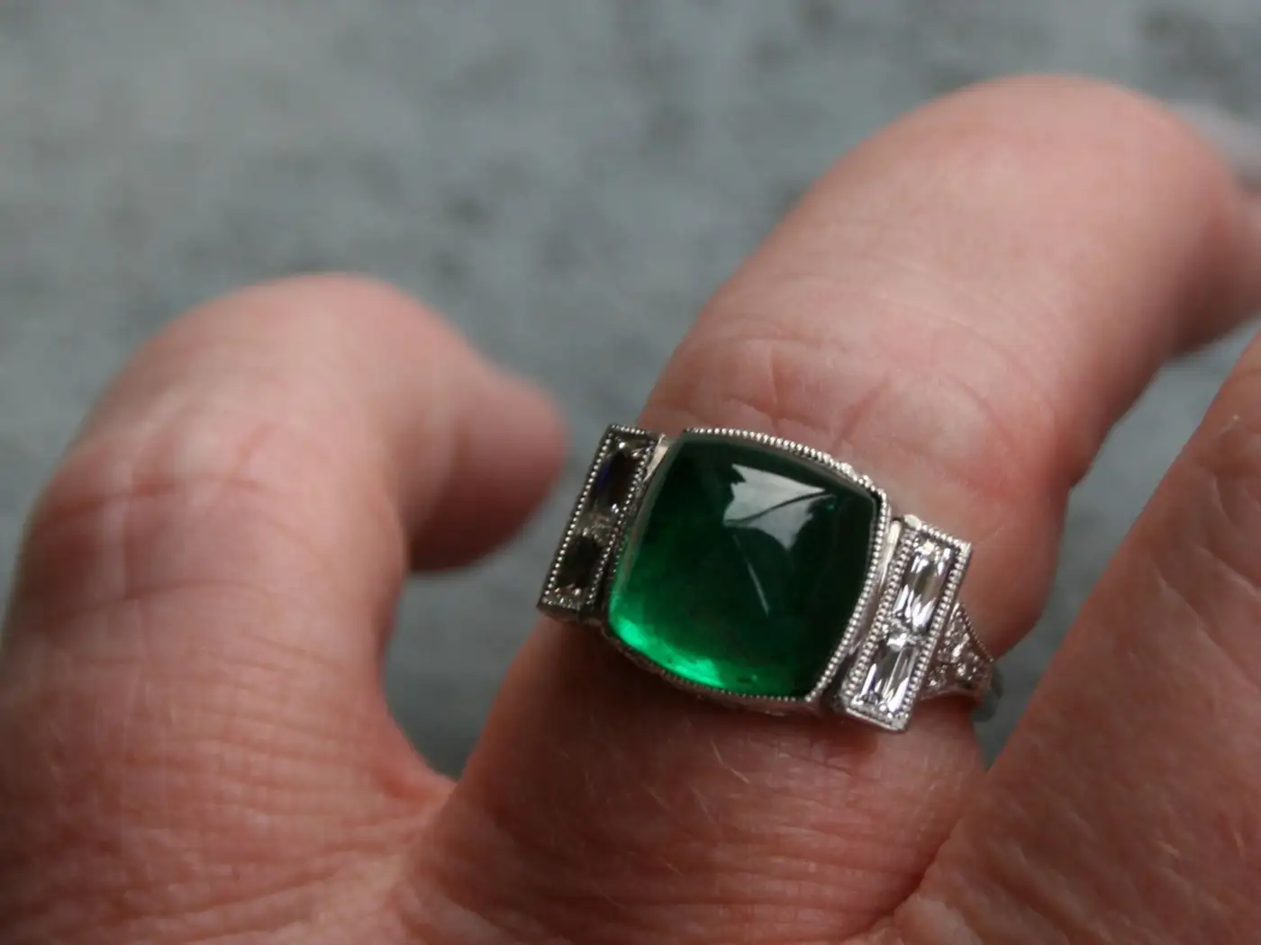 Platinum-Art-Deco-Style-Sugarloaf-Emerald-and-Diamond-Ring-Engagement-Ring-2.webp