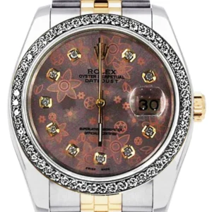 Diamond Rolex Datejust | 36 MM | 18K Yellow Gold and Stainless Steel | Jubilee Band | Flower Diamond Dial | 1.4 Carats
