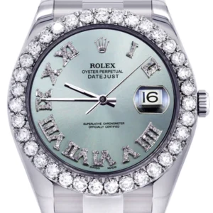 Rolex Datejust II Watch | 41 MM | Custom Light Blue Diamond Roman Dial | Oyster Band
