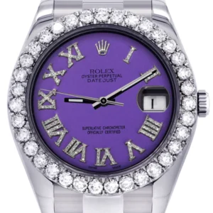 Rolex Datejust II Watch | 41 MM | Custom Purple Roman Dial | Oyster Band