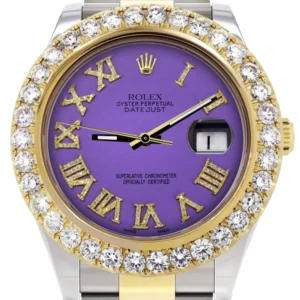 Rolex Datejust II Watch | 41 MM | Custom Purple Roman Dial | Oyster Band