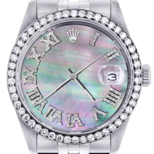 Womens Rolex Datejust Watch 16200 | 36Mm | Dark Mother Of Pearl Dial | Roman Numeral | Jubilee Band