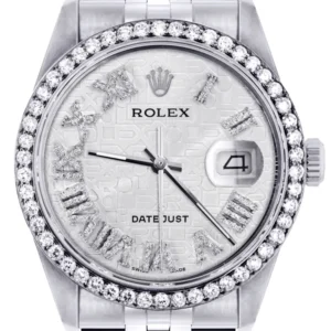 Womens Rolex Datejust Watch 16200 | 36Mm | Diamond Rolex Textured Roman Numeral Dial | Jubilee Band