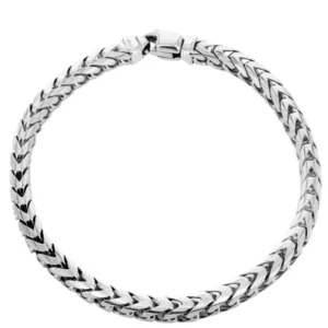 Solid Mens Franco Bracelet 10K White Gold