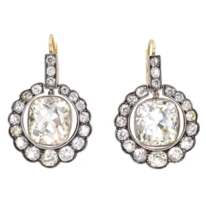 Victorian Old Cushion Shape Diamond Earrings 23.17 Carat