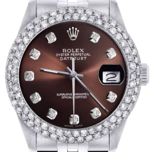 Mens Rolex Datejust Watch 16200 | 36Mm | Chocolate Dial | Two Row 4.25 Carat Bezel | Jubilee Band
