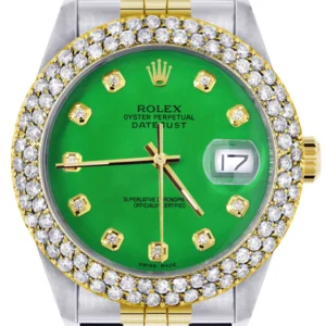 Diamond Gold Rolex Watch For Men 16233 | 36Mm | Custom Gold Dial | Two Row 4.25 Carat Bezel | Jubilee Band