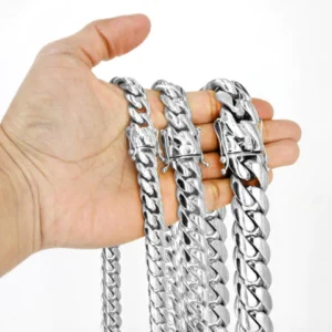 Heavy Solid White Gold Miami Cuban Link Chain Customizable (10MM-20MM)