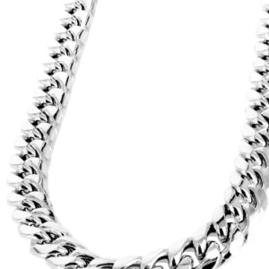 14K Gold Hollow Miami Cuban Link Chain - White Gold Chain
