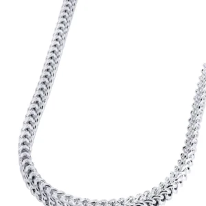 14K White Gold Chain - Hollow Diamond Cut Franco Chain