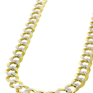 14K Gold Hollow Diamond Cut Cuban Link Chain