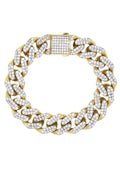 CZ Iced Out Hollow Mens Miami Cuban Link Bracelet 10K/14K Yellow Gold