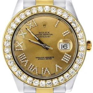 Diamond Rolex Datejust 2 | 18K Yellow Gold & Stainless Steel | Champagne Diamond Roman Dial | 41 MM