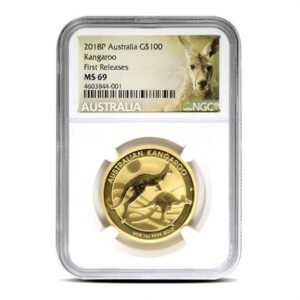 1 oz Australian Gold Kangaroo Coin MS69 (Random Year, Varied Label, PCGS or NGC)