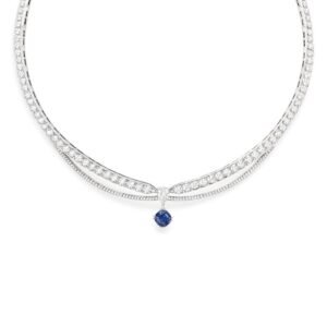 Joséphine Eclat Floral necklace - Platinum, sapphire, diamonds