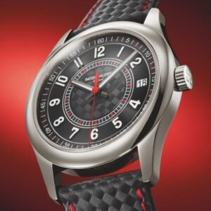 Buy Patek Philippe 6007G-010 Calatrava Date Sweep Seconds White Gold Black Carbon Motif Dial Red